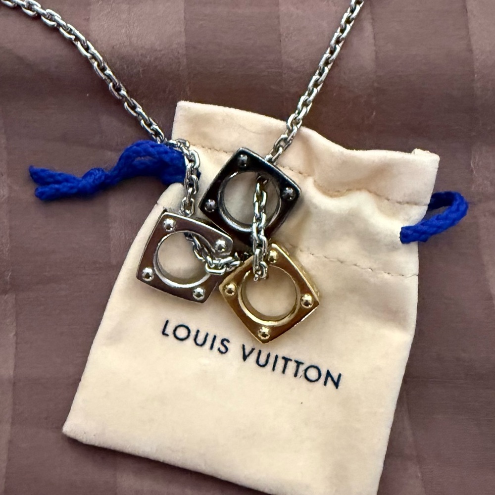 Louis Vuitton Silver and Gold Pendant Necklace
